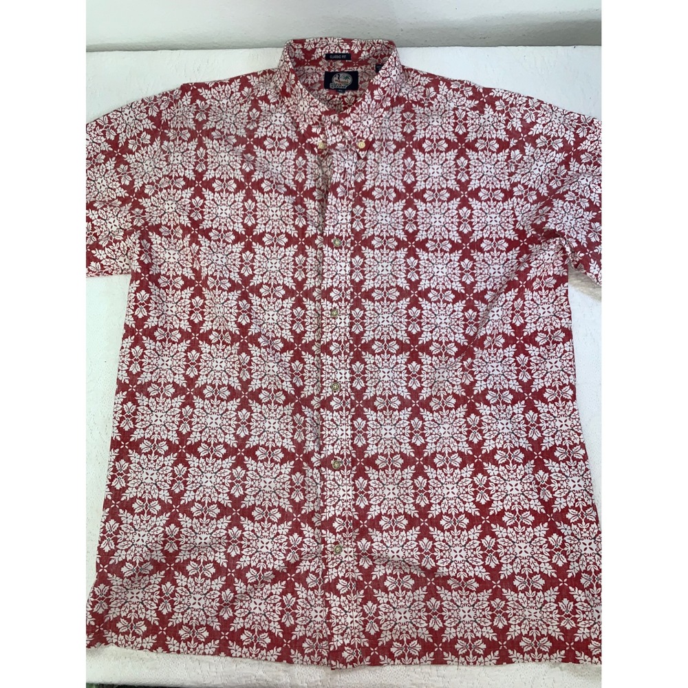 Reyn Spooner Hawaiian Christmas Quilt Shirt Mens XL Red White Classic Fit Cotton